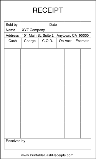 Simple Sales Receipt cash receipt