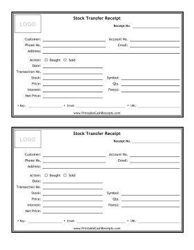 Stock Transfer Receipt cash receipt