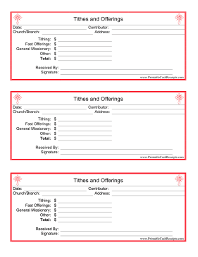 Tithing Receipt cash receipt