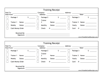 Training Receipt cash receipt