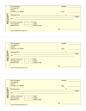 Yellow Cash Receipts cash receipt