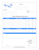 Snow Removal Services Receipt